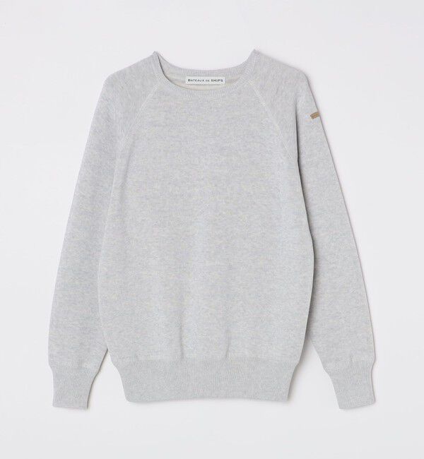 SHIPS「BATEAUX DE SHIPS:〈手洗い可能〉リバーシブル ラグランスリーブ スウェット セーター」|ニット・セーター|ライトグレー
