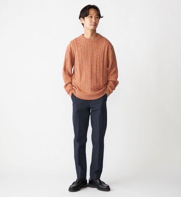 SHIPS「SHIPS:〈手洗い可能〉コットン ウール アラン クルーネック プルオーバー ニット」|ニット・セーター|