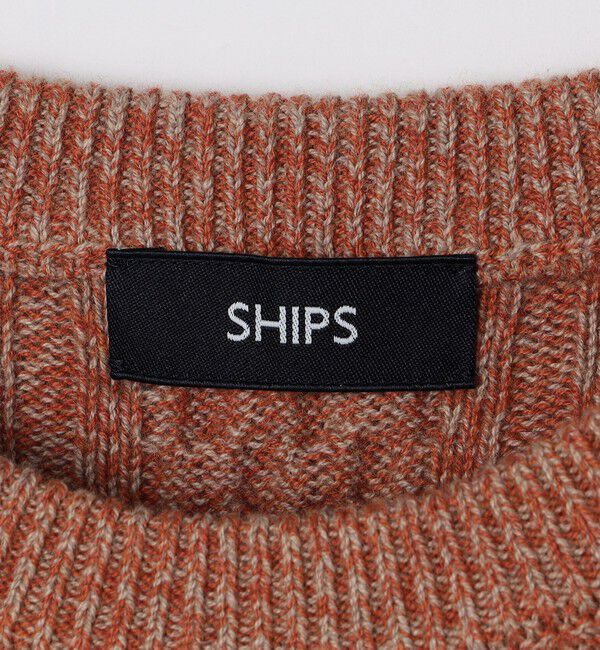 SHIPS「SHIPS:〈手洗い可能〉コットン ウール アラン クルーネック プルオーバー ニット」|ニット・セーター|