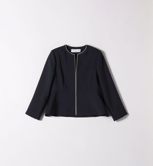 SHIPS any「【WEB限定】SHIPS any:〈洗濯機可能〉ダブルクロス  ペプラム ノーカラー ジャケット［NAVY BLUE］」|ノーカラージャケット|