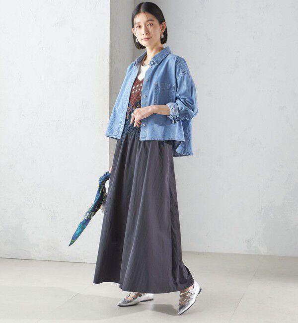 SHIPS for women「〈洗濯機可能〉LIMONTA EAST ビンテージ タフタ ギャザー スカート」|フレア|