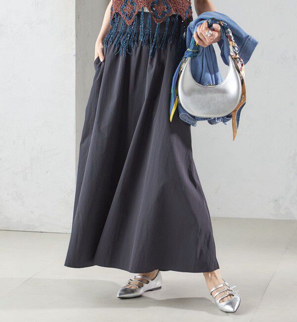 SHIPS for women「〈洗濯機可能〉LIMONTA EAST ビンテージ タフタ ギャザー スカート」|フレア|