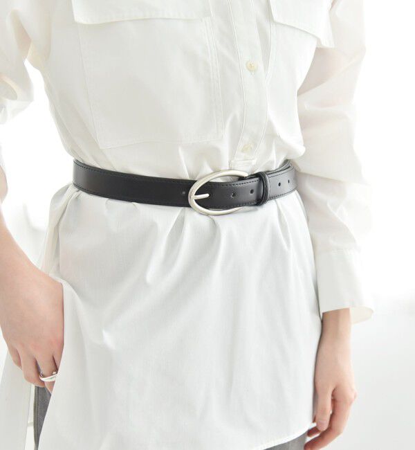 quaranciel「quaranciel: オーバル バックル ステッチ レザー ベルト」|ベルト|