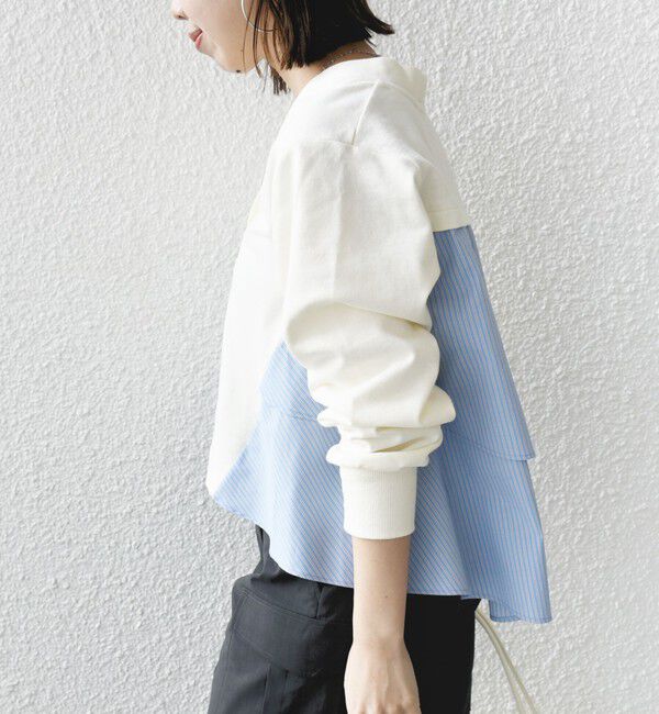 SHIPS for women「【WEB限定】〈手洗い可能〉布帛 コンビ Vネック カーディガン」|カーディガン|