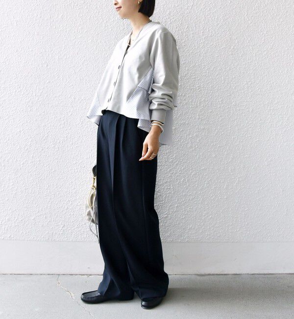 SHIPS for women「【WEB限定】〈手洗い可能〉布帛 コンビ Vネック カーディガン」|カーディガン|