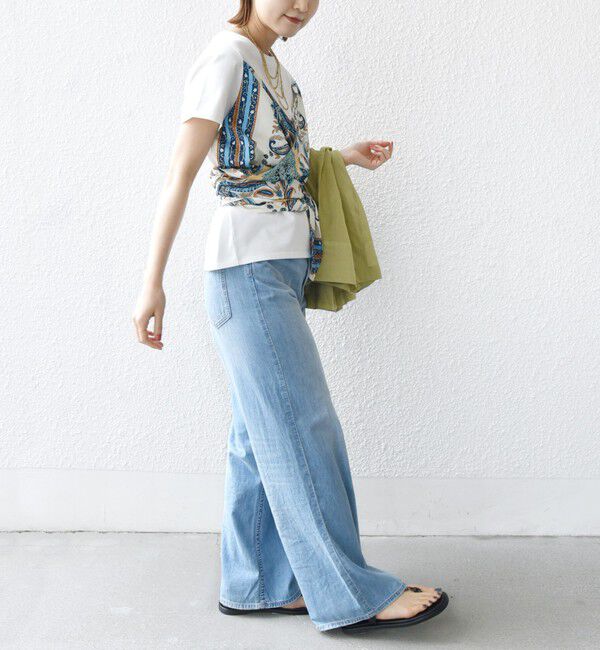 SHIPS for women「【WEB限定】〈手洗い可能〉スカーフ コンビ TEE」|Tシャツ・カットソー|