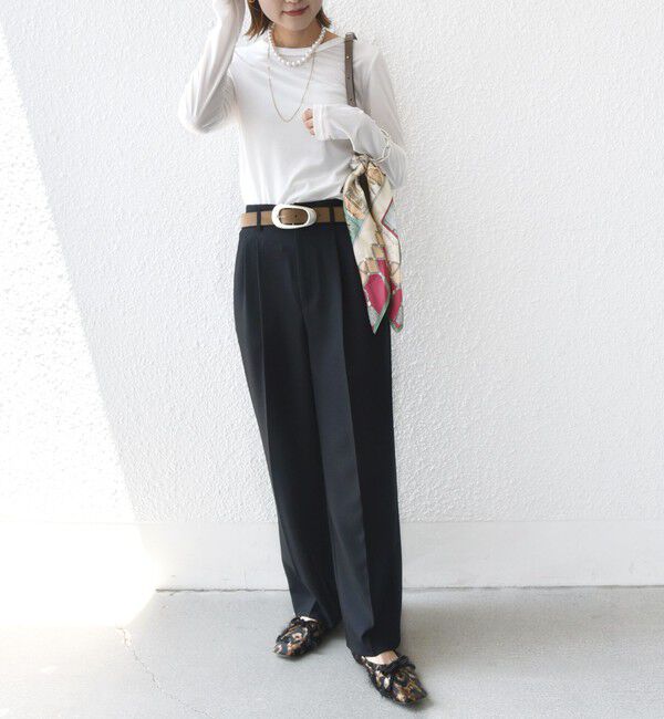 SHIPS for women「〈手洗い可能〉シアー トリコット  ポリエステル ベロア 前後2WAY ロングスリーブ」|Tシャツ・カットソー|