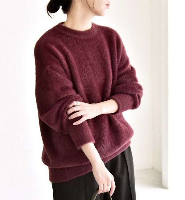 quaranciel「quaranciel:〈手洗い可能〉ファーライク クルーネック ニット プルオーバー」|ニット・セーター|