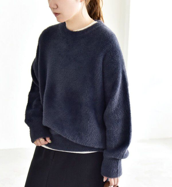 quaranciel「quaranciel:〈手洗い可能〉ファーライク クルーネック ニット プルオーバー」|ニット・セーター|