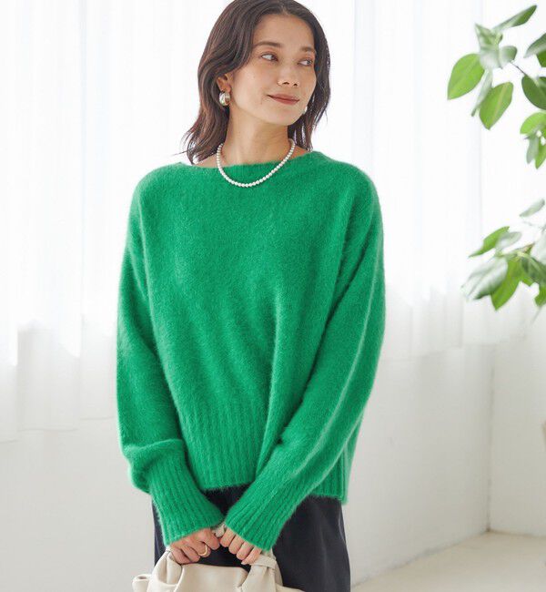 SHIPS for women「〈手洗い可能〉フォックス クルーネック ニット プルオーバー」|ニット・セーター|グリーン