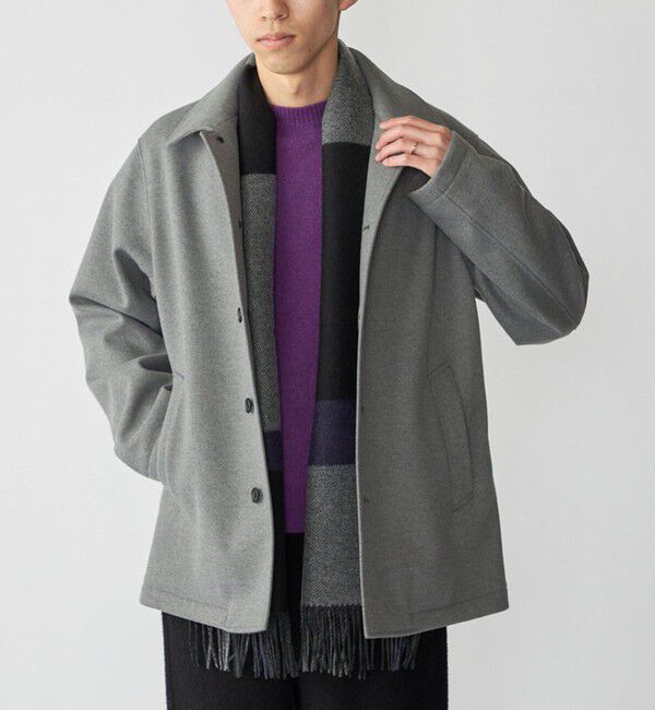 SHIPS「SHIPS: カシミヤ ダブルフェイス チェック マフラー」|マフラー|パープル