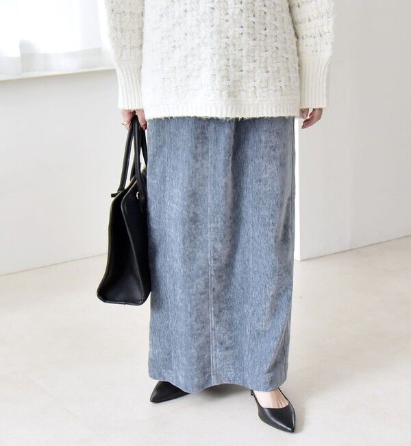 quaranciel「quaranciel:〈洗濯機可能〉ポリエステル ベロア Iライン イージー スカート」|スカート|