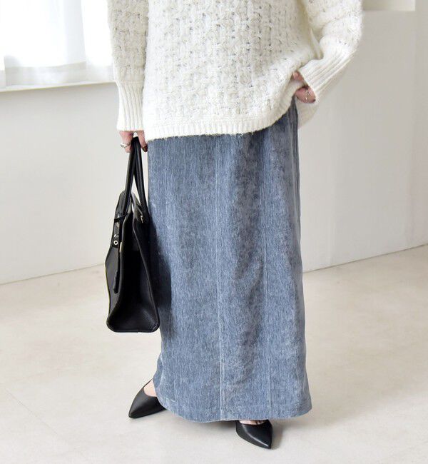 quaranciel「quaranciel:〈洗濯機可能〉ポリエステル ベロア Iライン イージー スカート」|スカート|