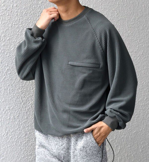 SHIPS any「SHIPS any:〈洗濯機可能〉グリッド フリース スピンドル ポケット プルオーバー◇」|スウェット・ジャージ|