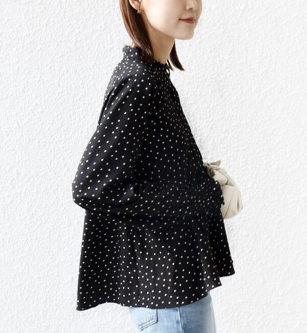 SHIPS for women「【WEB限定】〈手洗い可能〉ドット 花柄 袖 シャーリング ブラウス」|シャツ・ブラウス|