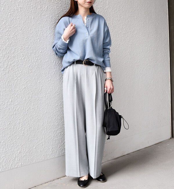 SHIPS Colors 「SHIPS Colors:〈手洗い可能〉変形ワッフル ヘンリーネック プルオーバー」|Tシャツ・カットソー|