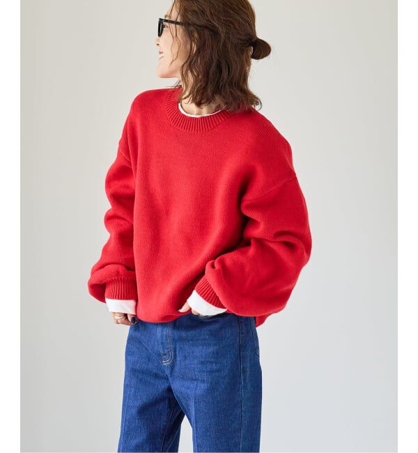 OUTDOOR PRODUCTS Usual Things「5Gバルキーコットンクルーネックニットプルオーバー」|ニット・セーター|レッド