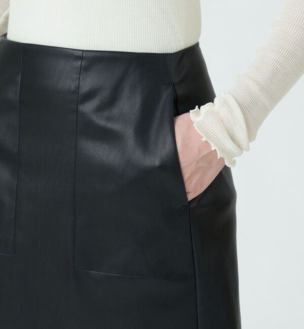 MACPHEE「レザーライクミニスカート」|台形|