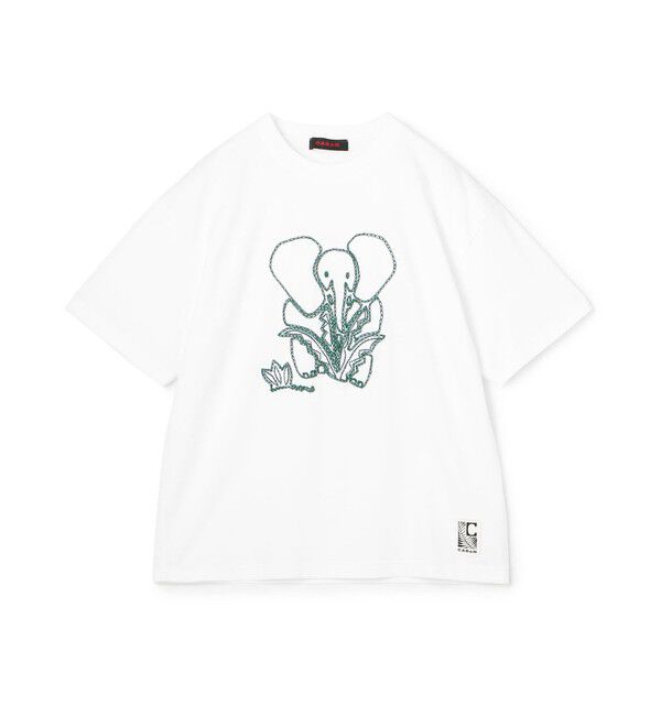 CABaN「CABaN ドライスビンコットン ELEPHANTエンブロイダリー Tシャツ」|Tシャツ・カットソー|12 ホワイト系