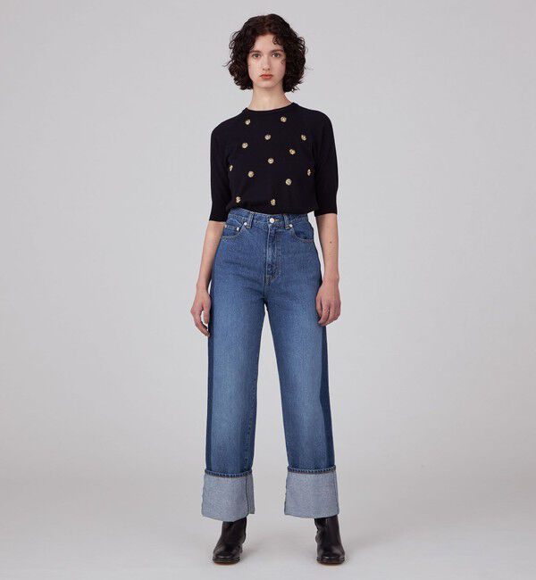 MACPHEE「ウールビジュー ハーフスリーブプルオーバー」|ニット・セーター|