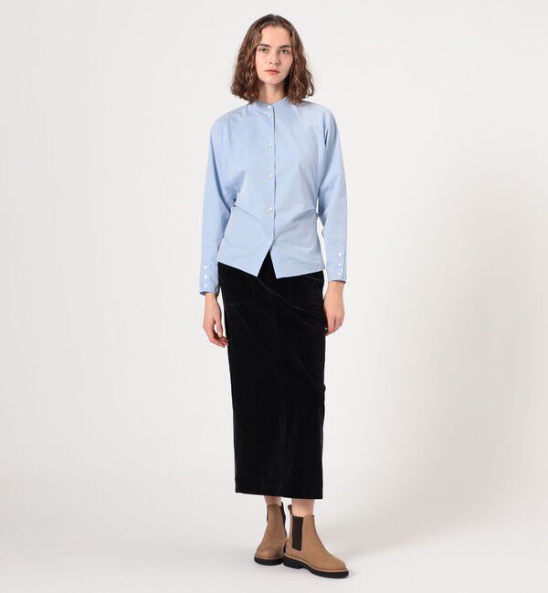 MACPHEE「ストレッチコーデュロイ Iラインマキシスカート」|タイト|