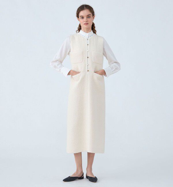 Ballsey「スラブコットンツイード Vクルージャンパースカート」|ジャンパースカート|