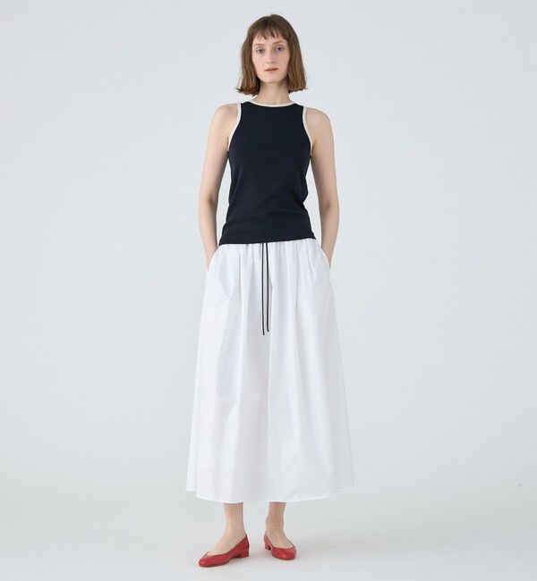MACPHEE「【WEB限定】クリスピータフタ ギャザーロングスカート」|フレア|