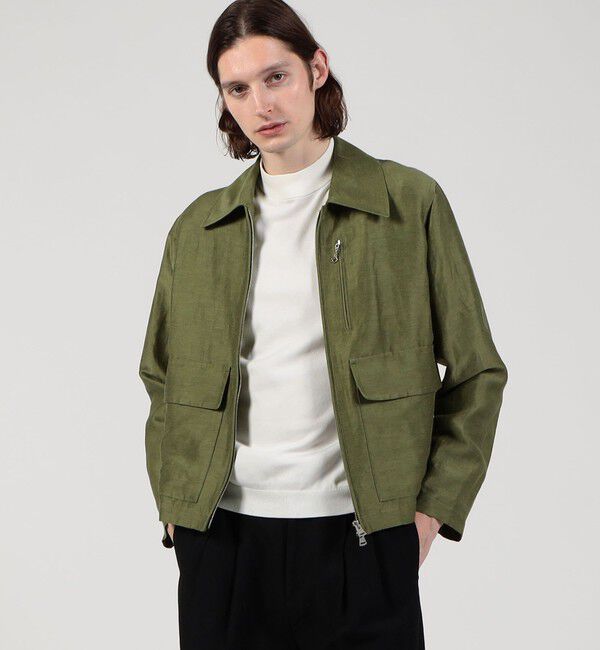 TOMORROWLAND MENS「リネンキュプラ ジップアップブルゾン」|ブルゾン・スタジャン|