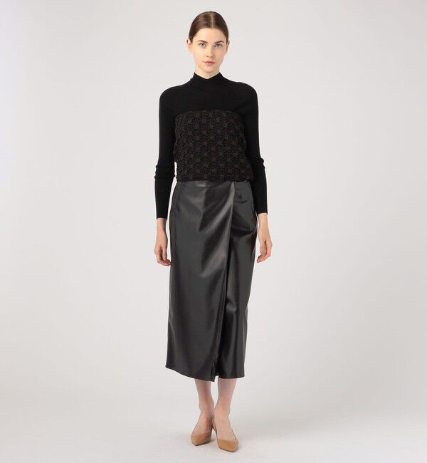 Ballsey「レザーライククロス ラップマキシスカート」|タイト|