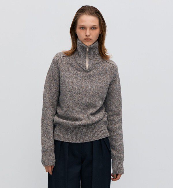 BACCA「ウールナイロンメランジ ジップアッププルオーバー」|ニット・セーター|