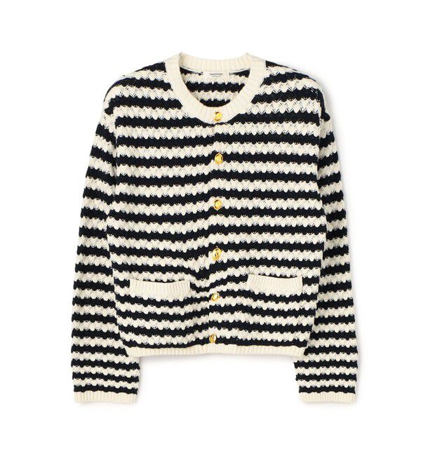 MACPHEE「ハイブリットケーブル クルーネックカーディガン」|カーディガン|62 ネイビー系