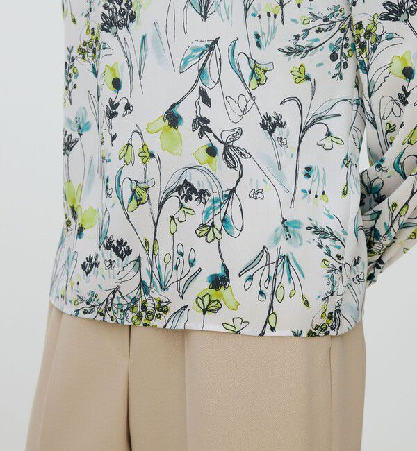 TOMORROWLAND collection「オーキッドフラワープリント ネックギャザーブラウス」|シャツ・ブラウス|