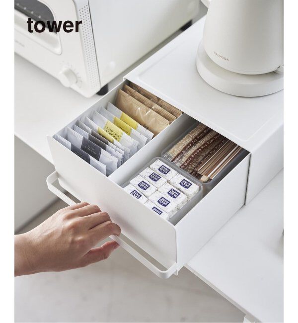 journal standard Furniture「《WEB限定予約》【tower/タワー】引き出し付きキッチン家電下ラック」|食器・キッチングッズ|ホワイト