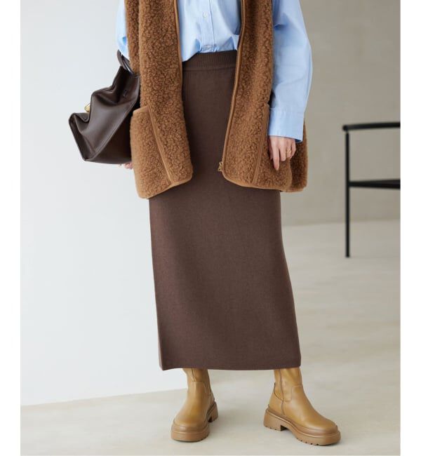 SLOBE IENA「《セットアップ対応可/追加》ウォッシャブルスムースニットスカート」|スカート|