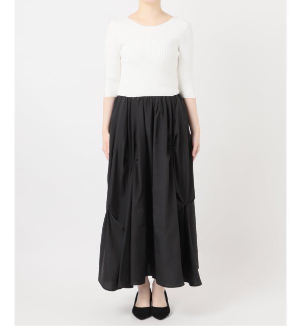  「【洗える】タックデザインドッキングワンピース」|ワンピース|