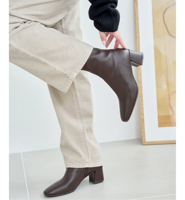  「《追加3》5cmスクエアフィットショートブーツ」|ショートブーツ|