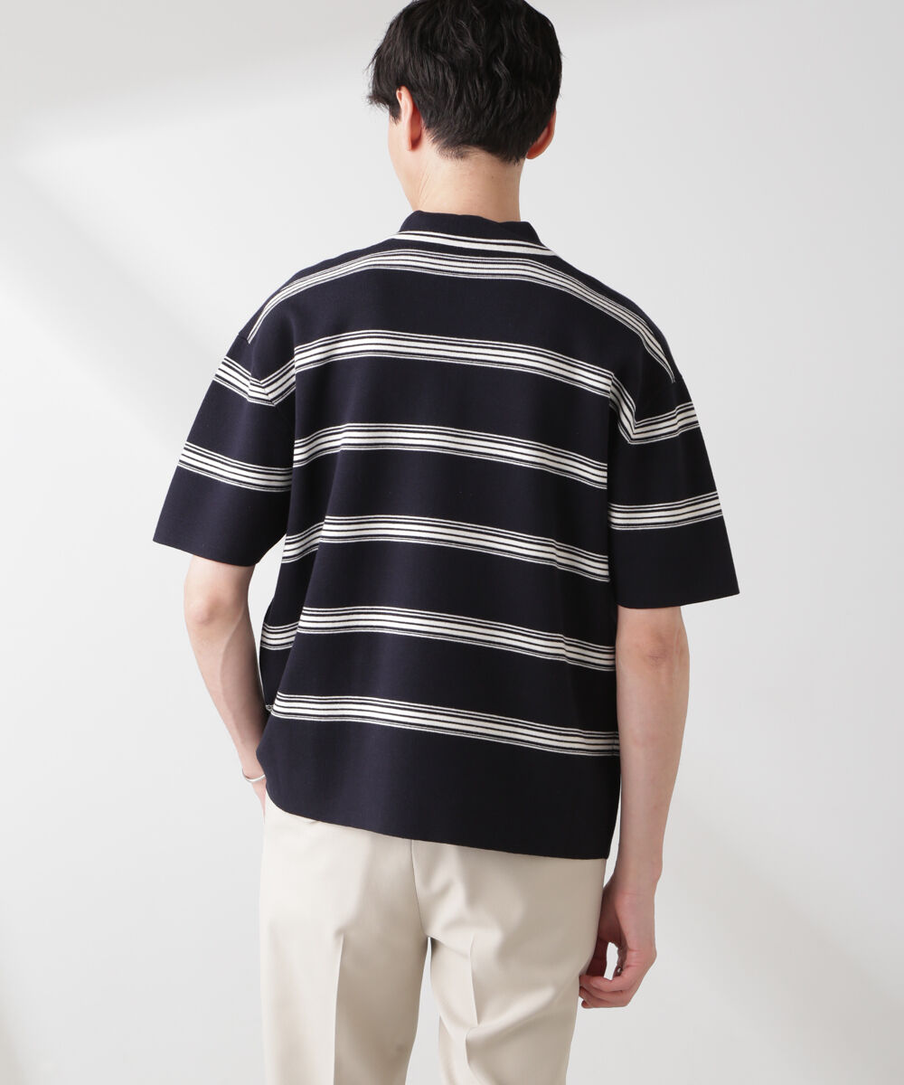 nano･universe「ミラノリブボーダーニットポロ」|ニット・セーター|