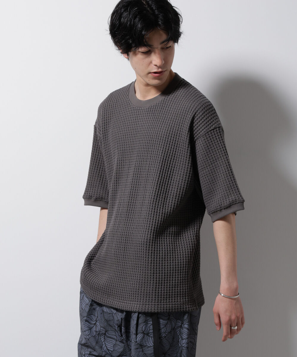 nano･universe「オニワッフルビッグTシャツ 五分袖」|Tシャツ・カットソー|スミクロ1