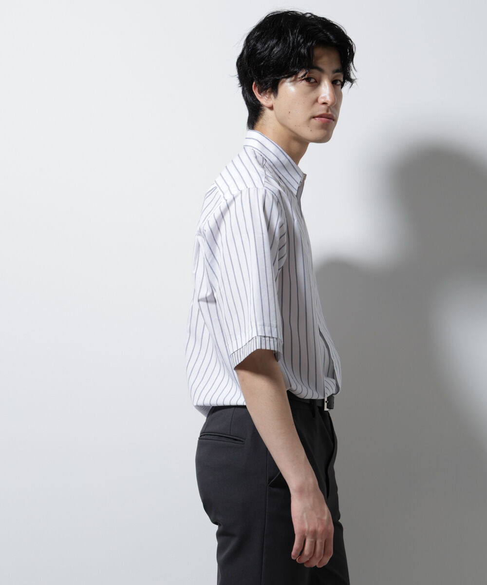 nano･universe「クレイジーストライプシャツ 半袖 １」|シャツ・ブラウス|