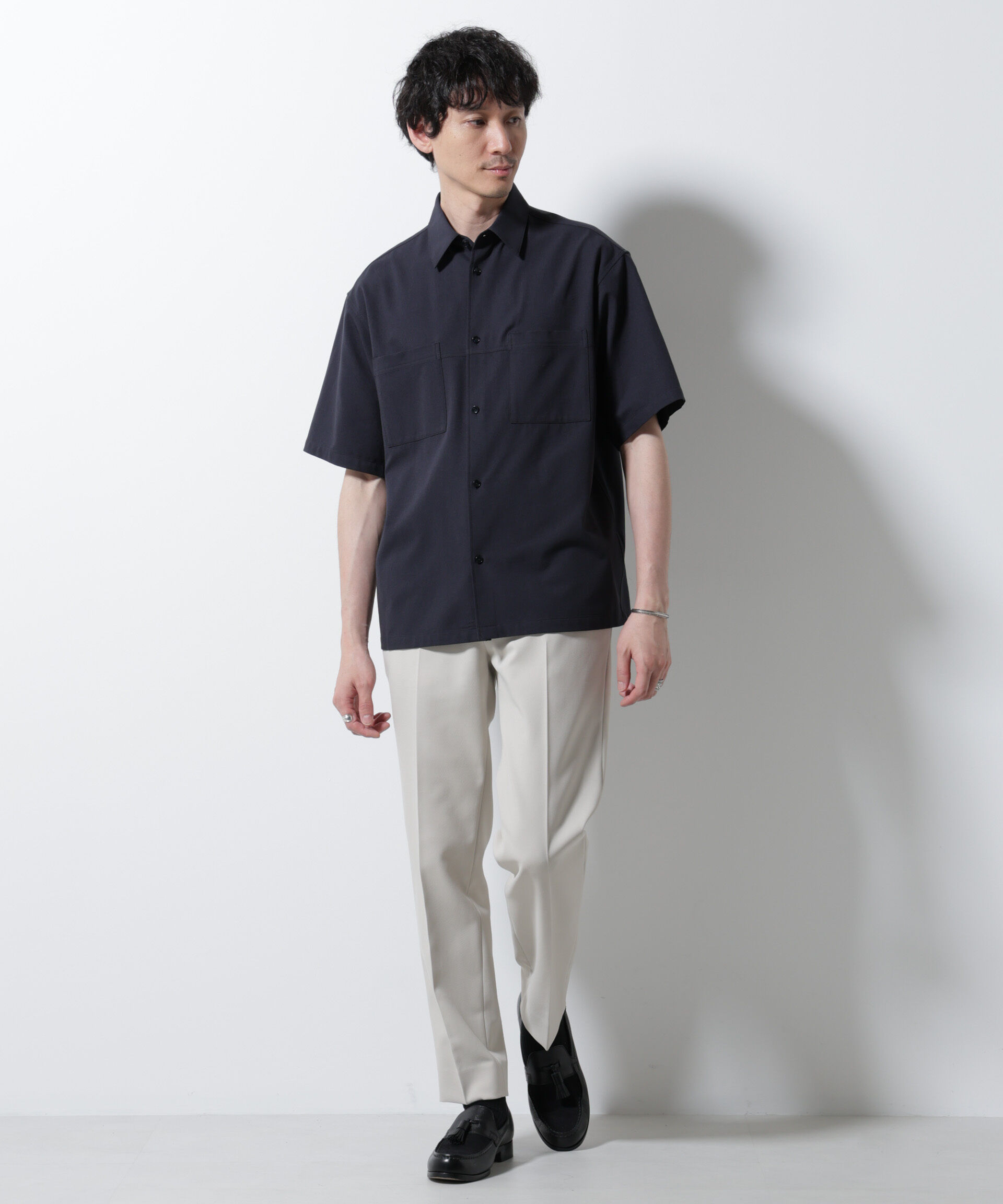 nano･universe「DotAir(R)ミニホールストレッチシャツ半袖/吸水速乾(セットアップ可)」|シャツ・ブラウス|