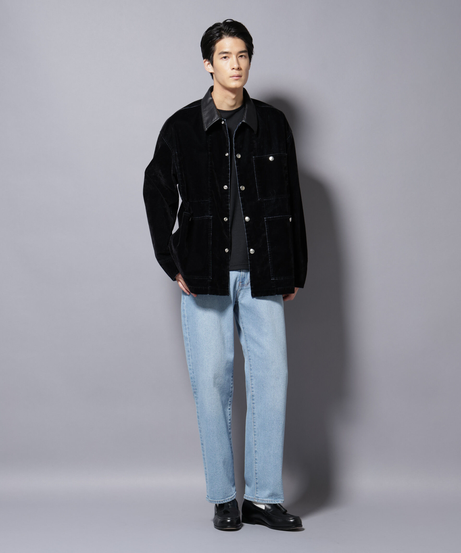 nano･universe「フロッキーデニム オーバージャケット」|ブルゾン・スタジャン|