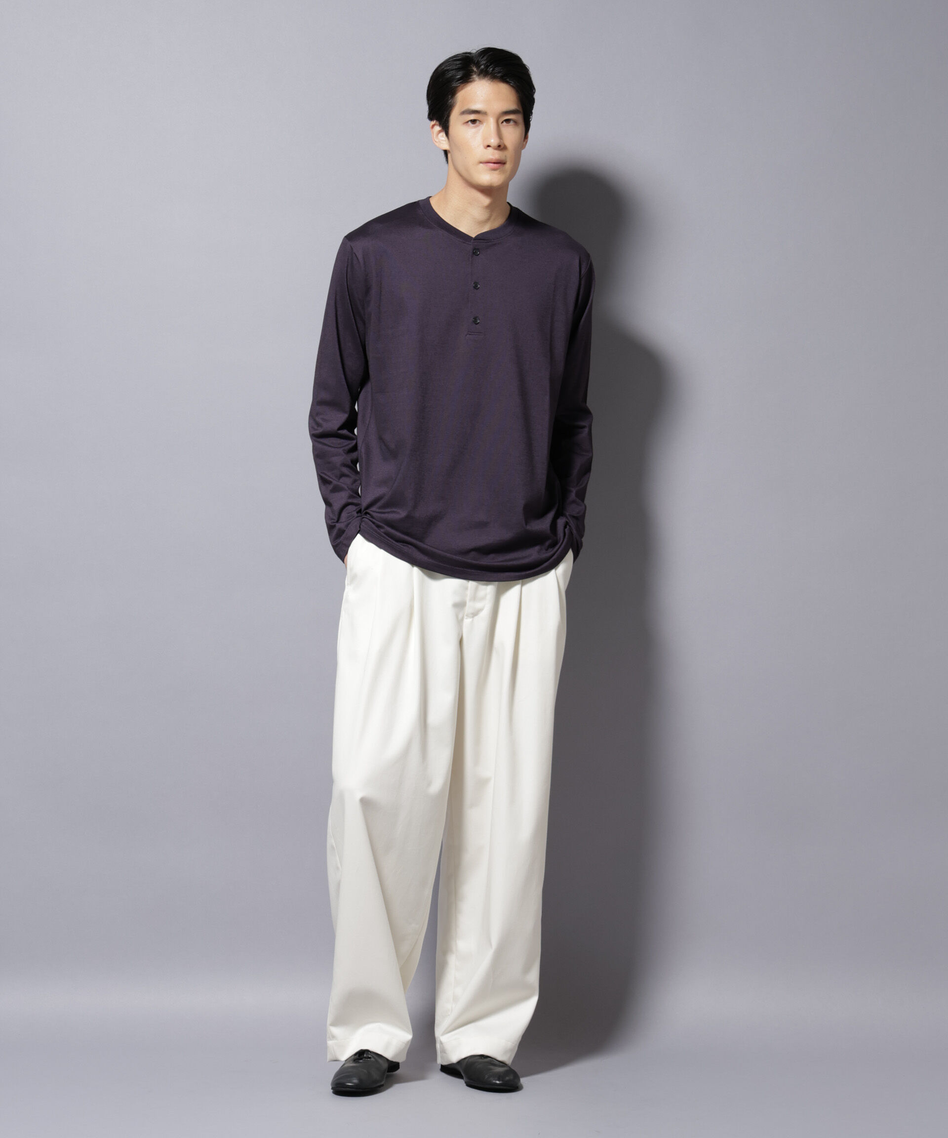 nano･universe「ソラーロライトストレッチヘンリーネックTシャツ 長袖」|Tシャツ・カットソー|