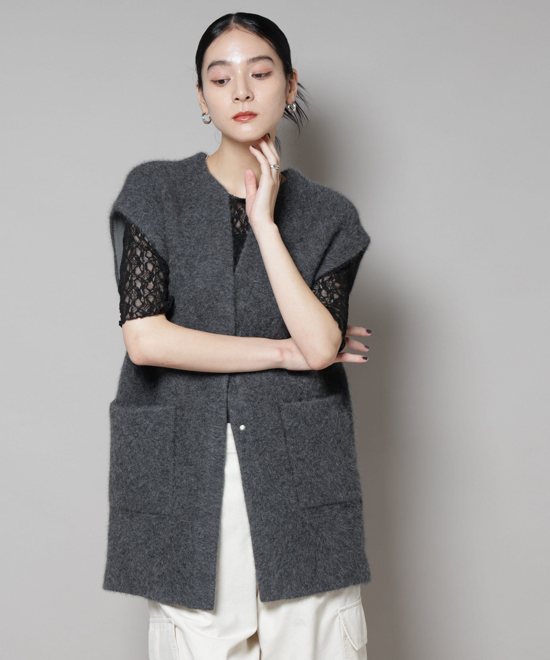 nano･universe「ウォッシャブルフォックスリバーニットジレ」|ニット・セーター|