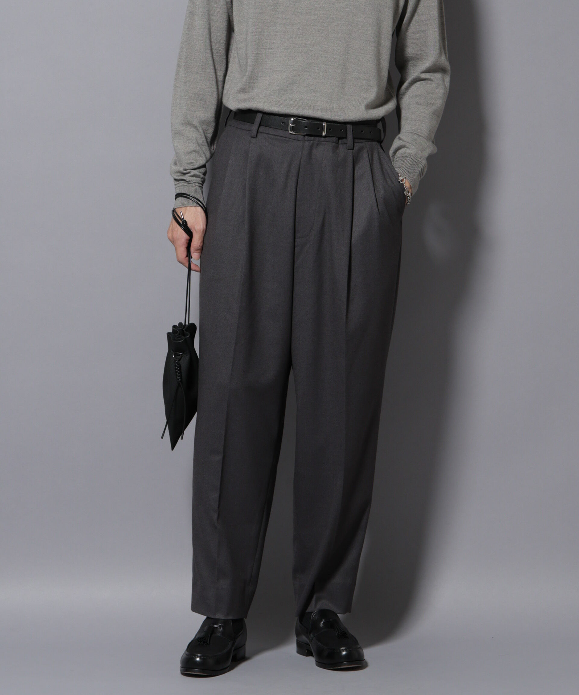 nano･universe「微起毛ワイド2タックテーパードパンツ」|チノ|