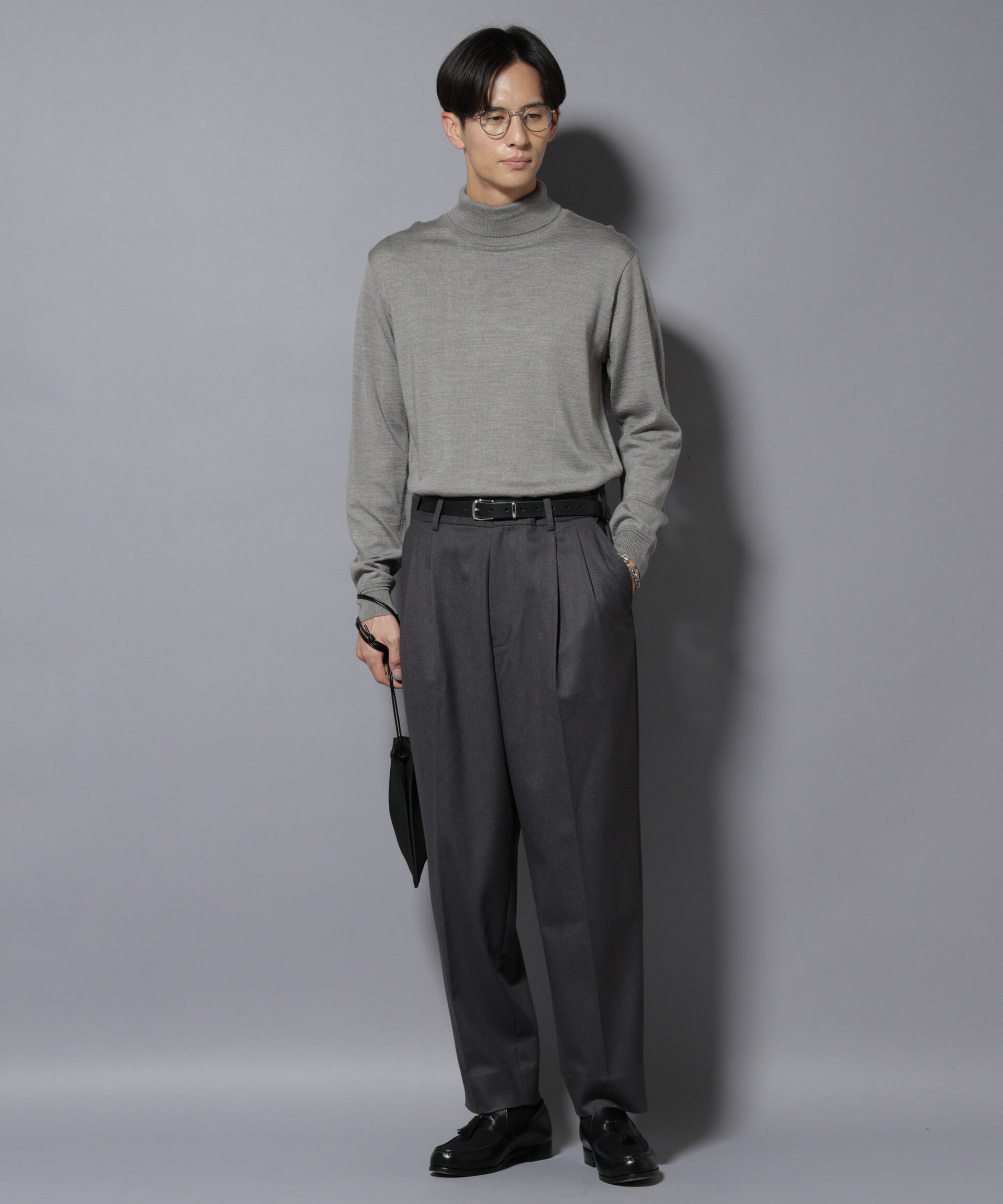 nano･universe「微起毛ワイド2タックテーパードパンツ」|チノ|