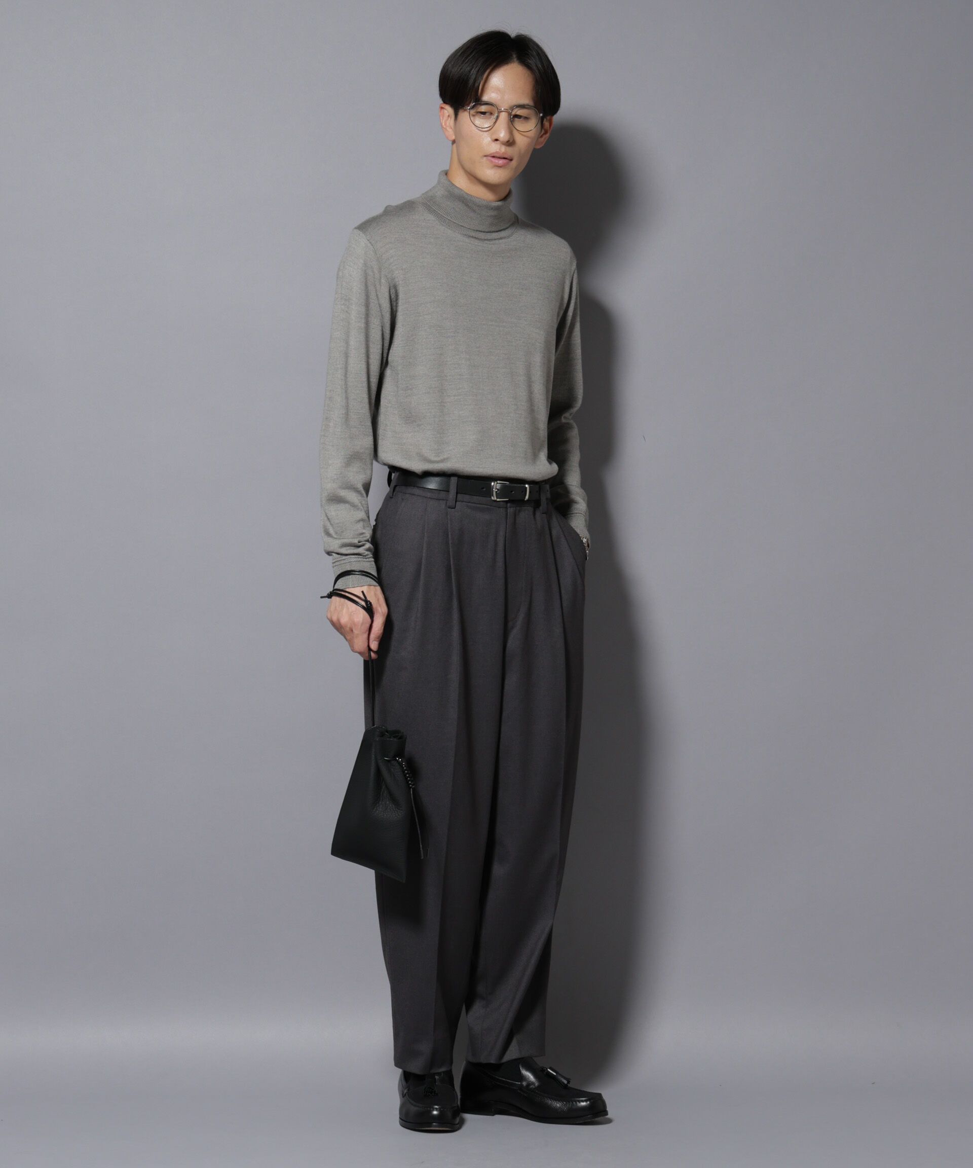 nano･universe「微起毛ワイド2タックテーパードパンツ」|チノ|