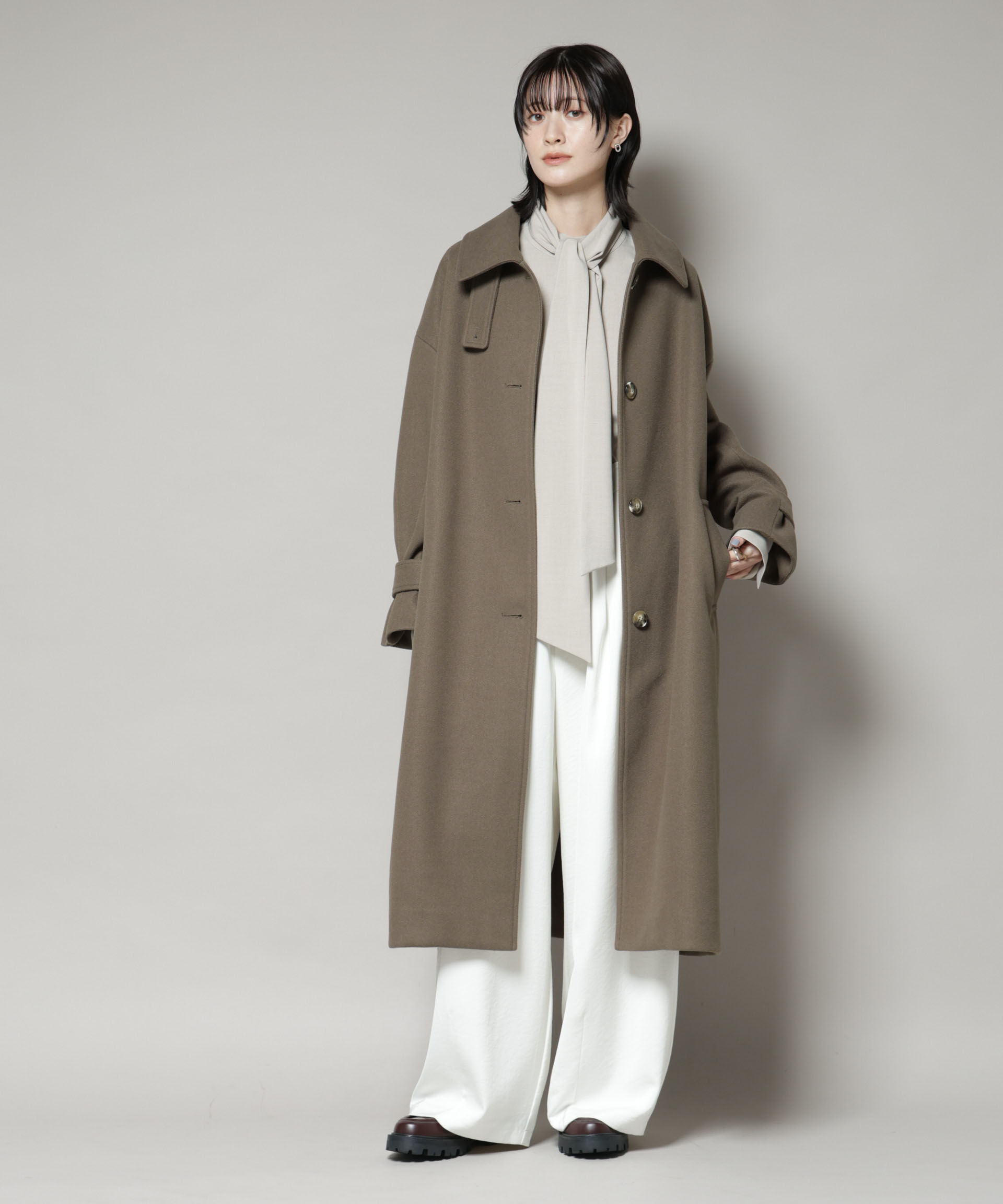 nano･universe「メルトンジャージーステンカラーコート」|その他|モカ3