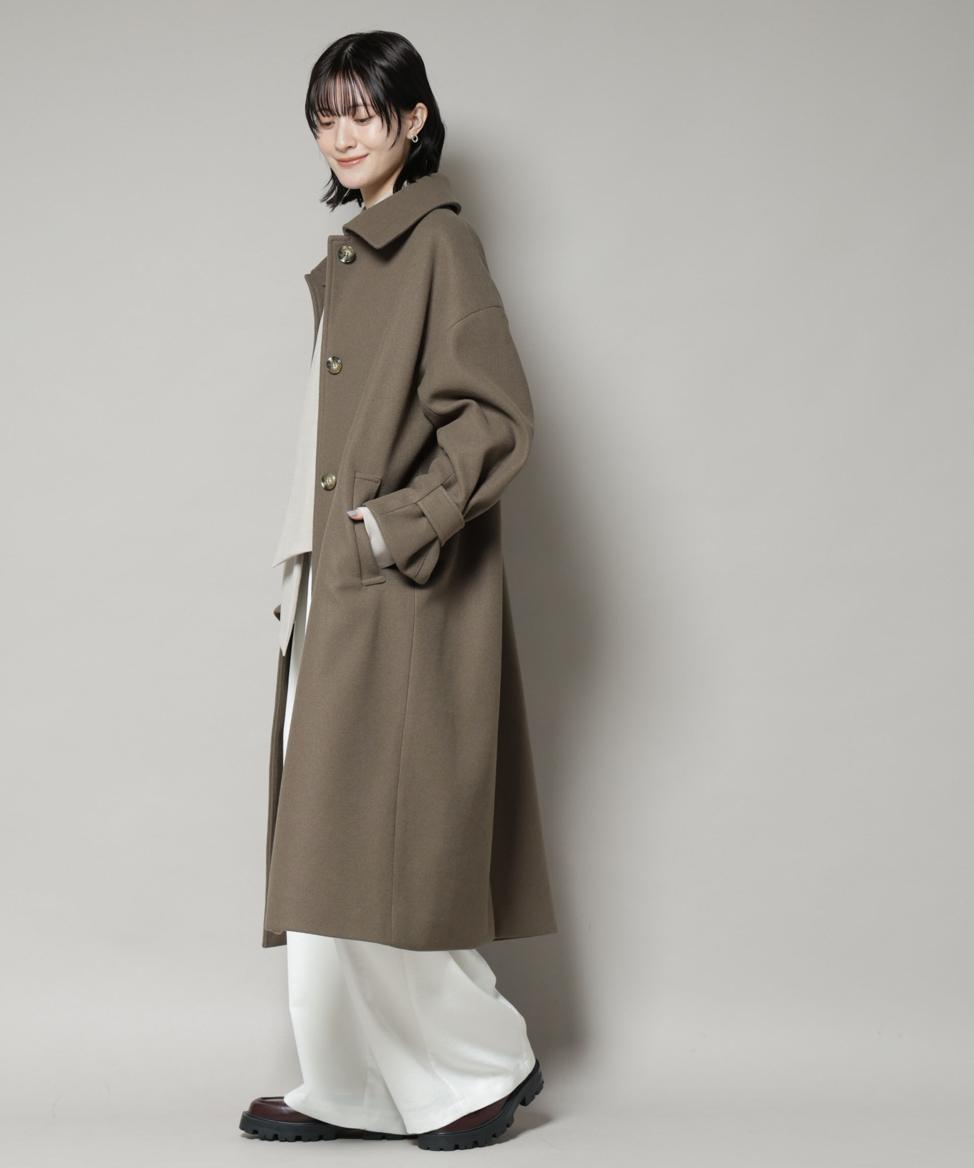 nano･universe「メルトンジャージーステンカラーコート」|その他|