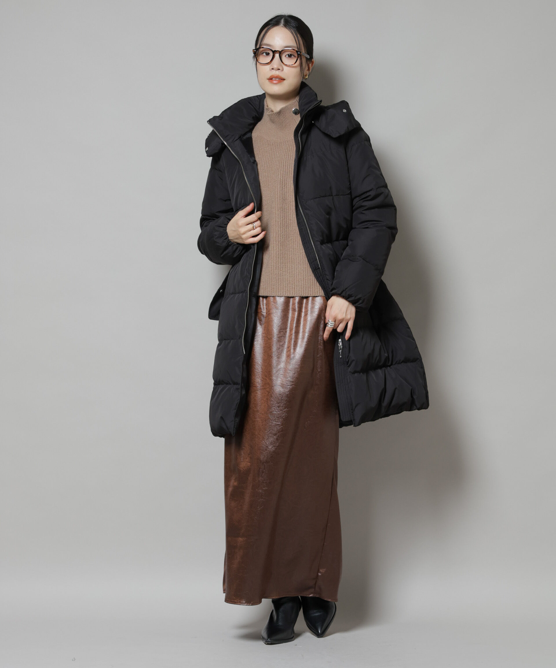 nano･universe「撥水加工 フードロングダウンコート」|ダウン|