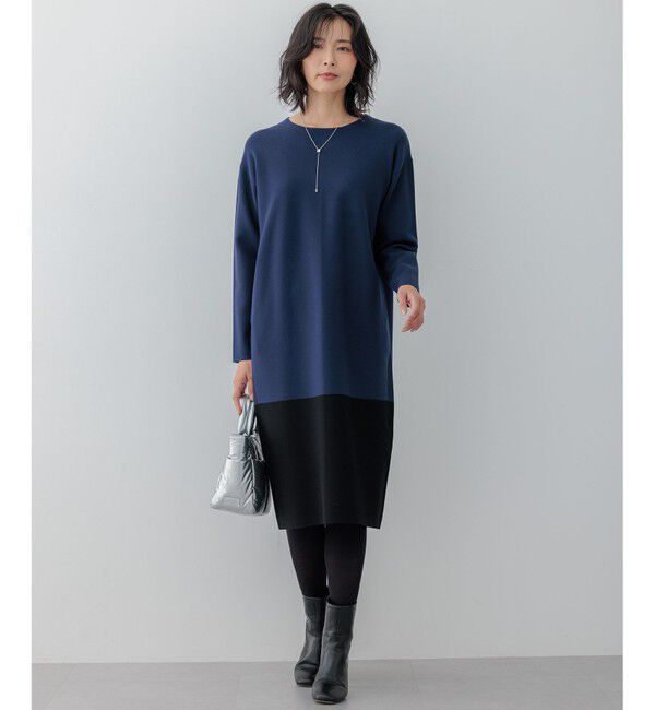 23区「【WEB&一部店舗限定カラーあり/洗える】ミラノリブ バイカラーニットワンピース」|ワンピース|